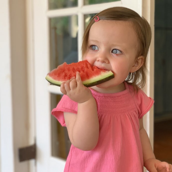 Isabella enjoys watermelon!